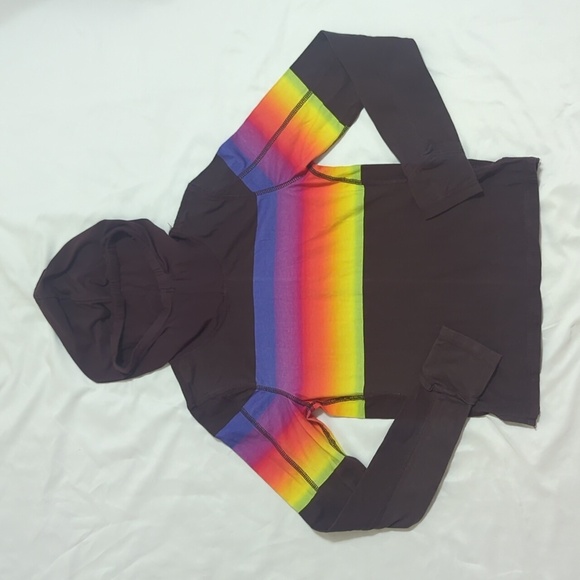 Free People Movement Huddle Printed Hooded Layer, Color Rainbow Brown Size S/P - Picture 3 of 15